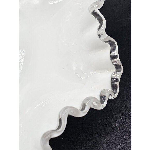 Gorgeous Fenton 8 Point Silver Crest Milk Glass Candy,Centerpiece Bowl MCM Vtg - Picture 2 of 11